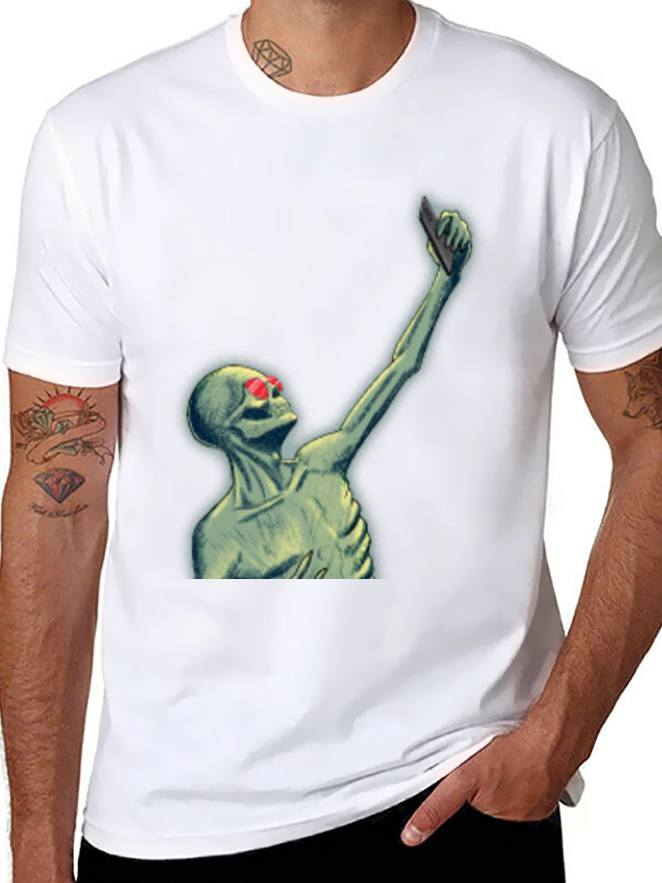 Skeleton Selfie T-Shirt - Funny Graphic Tee