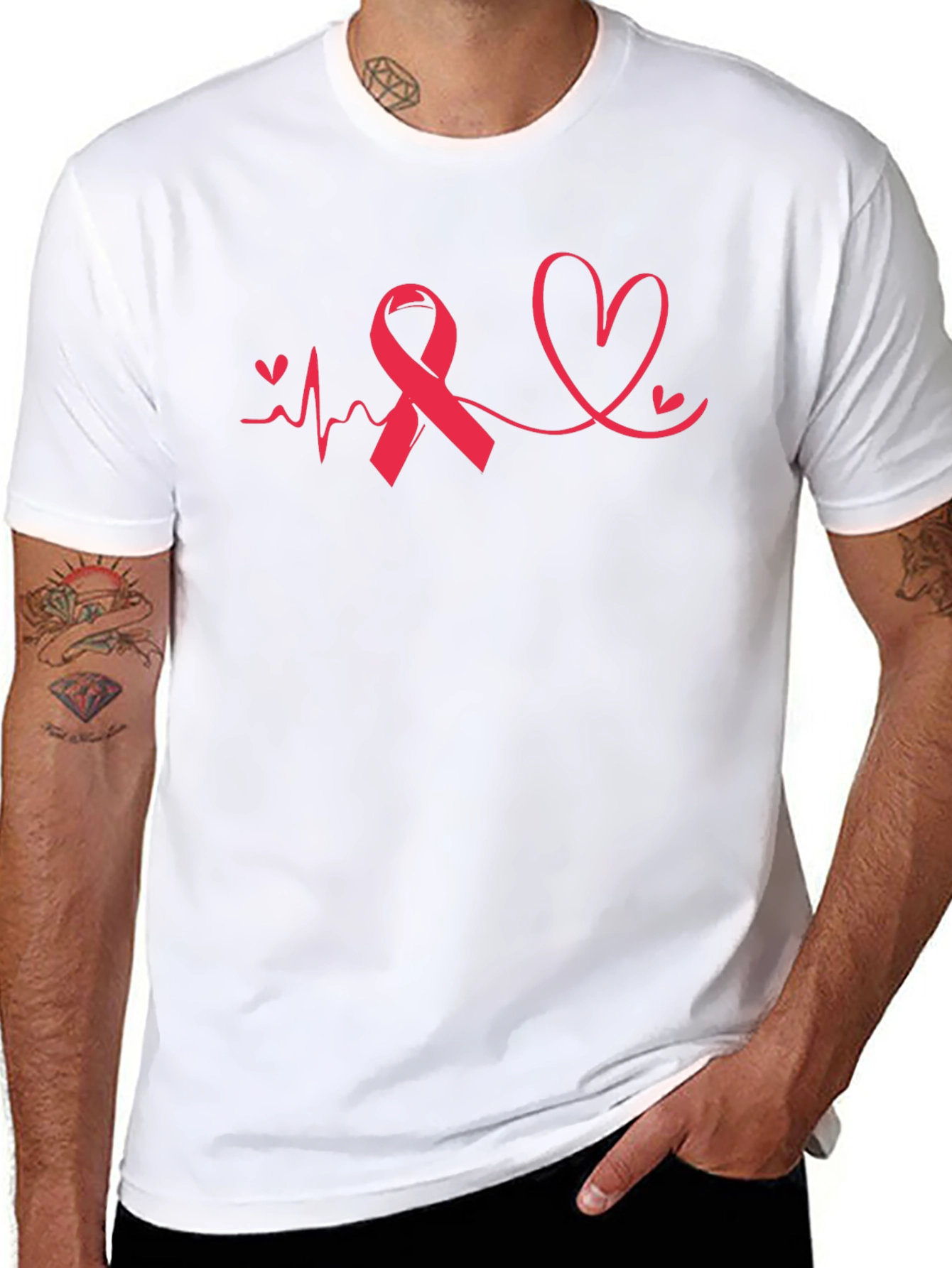 Awareness Ribbon Heartbeat Graphic Tee
