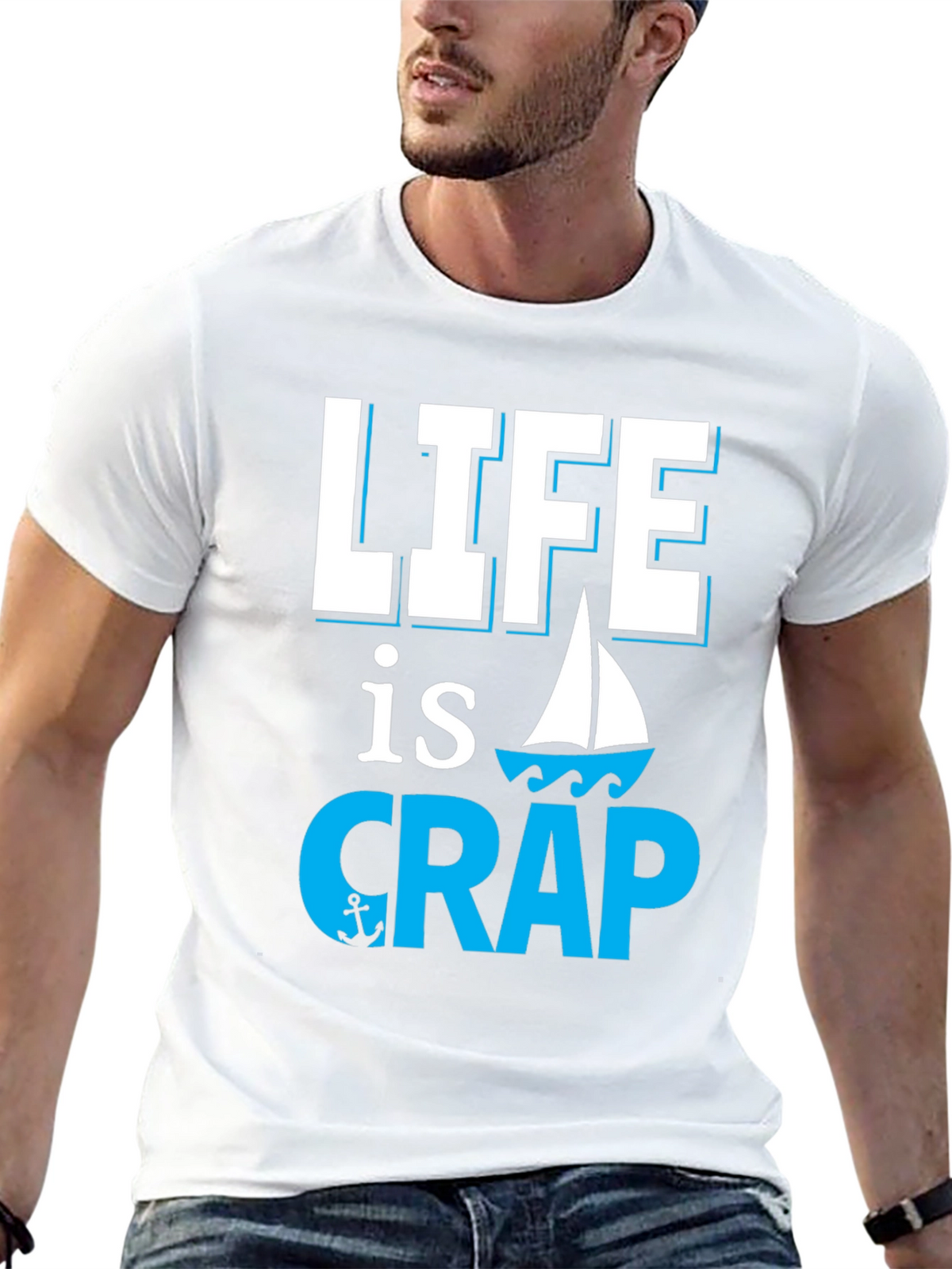 Life is Crap Sailing Graphic Tee - Black