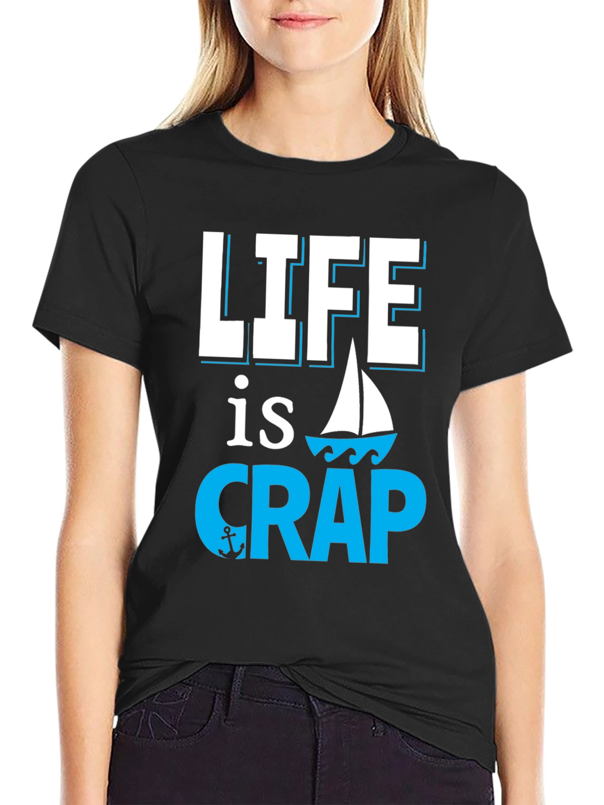 Life is Crap Sailing Graphic Tee - Black