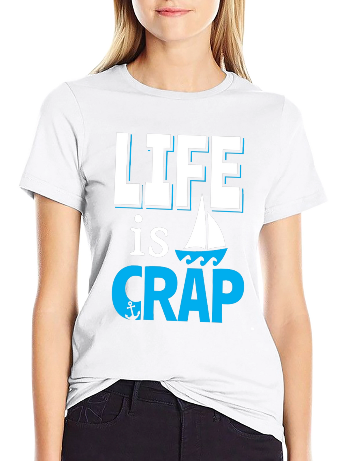 Life is Crap Sailing Graphic Tee - Black