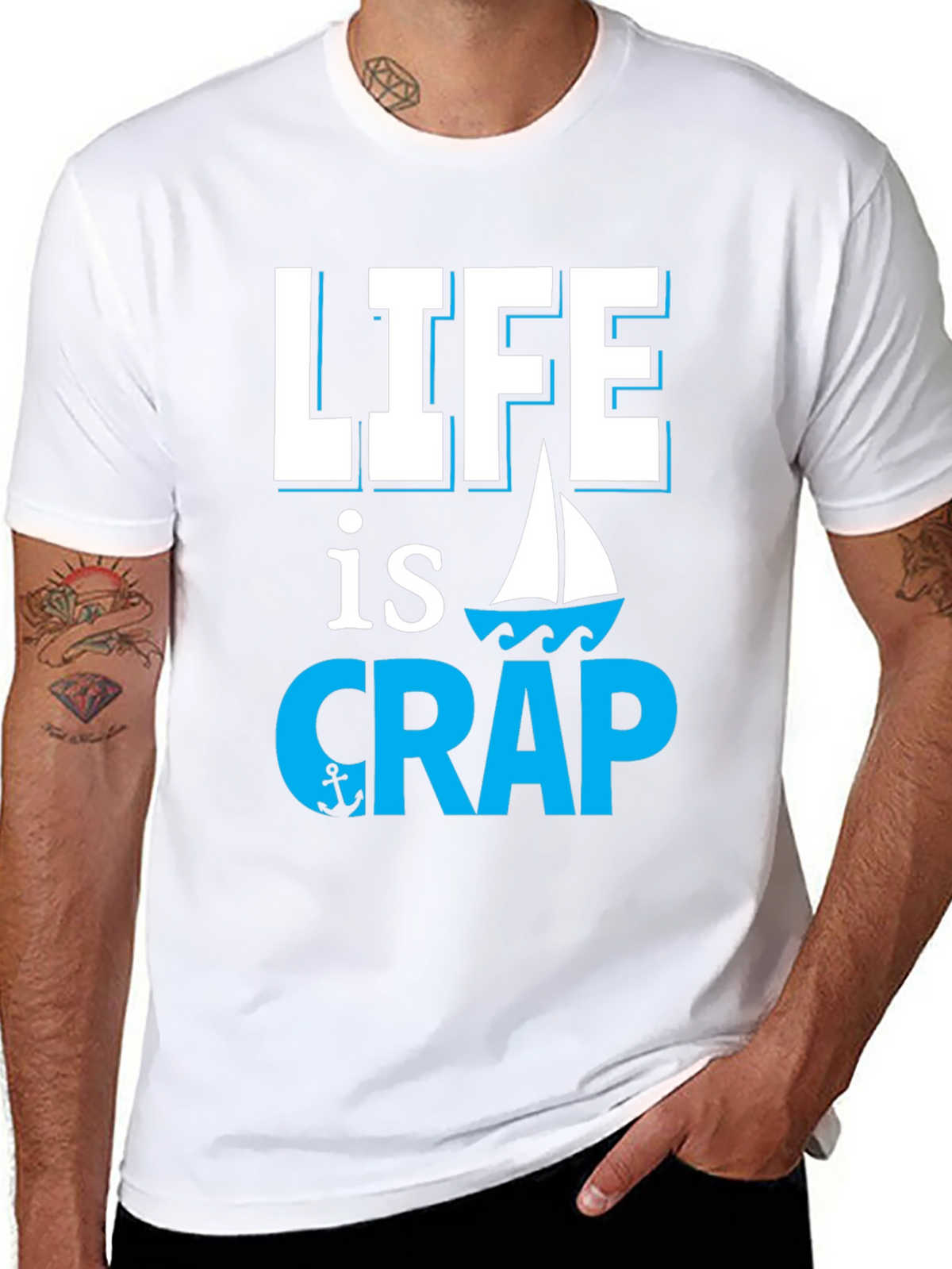Life is Crap Sailing Graphic Tee - Black