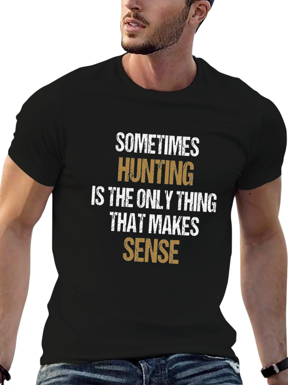 Hunting Makes Sense Graphic Tee - Black