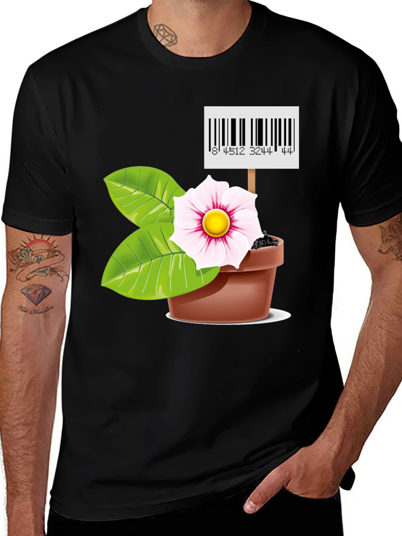 Unique Flower Pot Graphic T-Shirt
