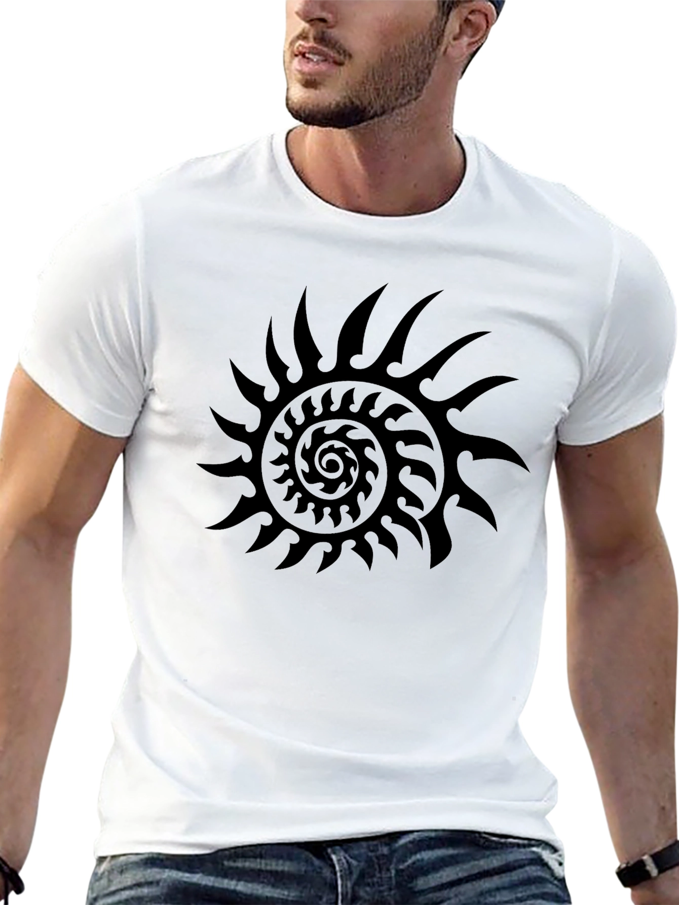 Tribal Sun Graphic Black T-Shirt