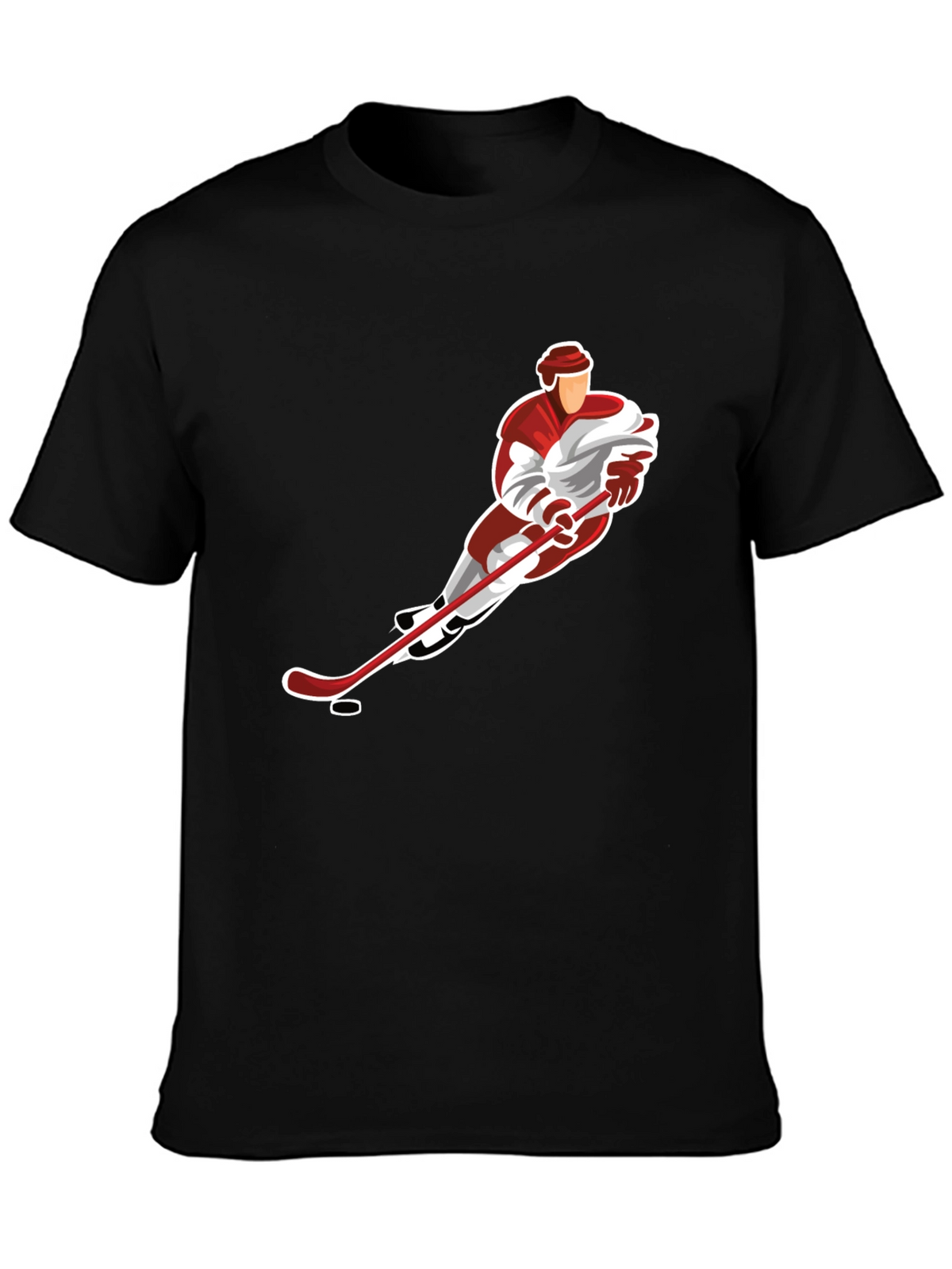 Hockey Player Graphic Tee - Black Cotton Blend
