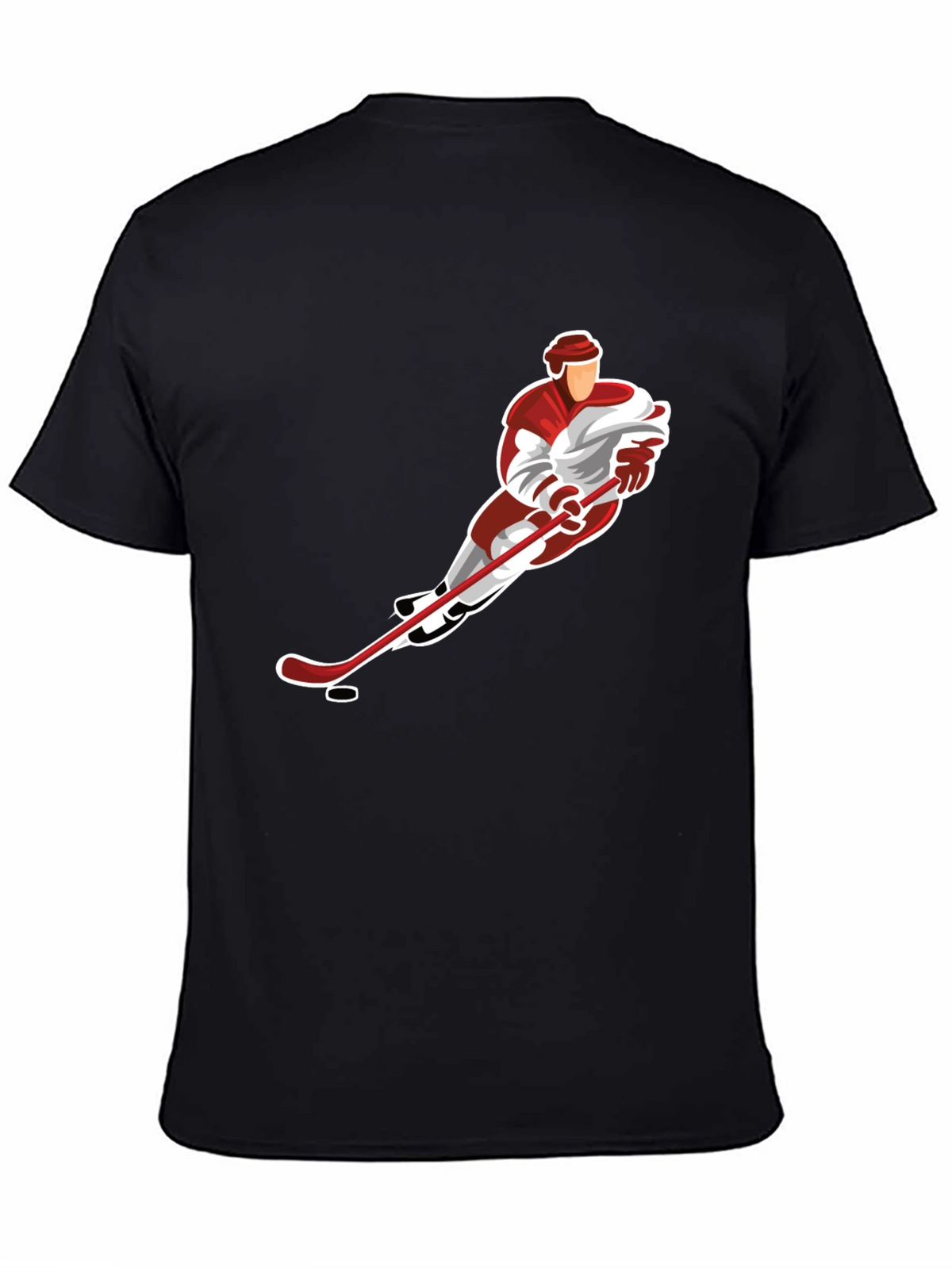 Hockey Player Graphic Tee - Black Cotton Blend