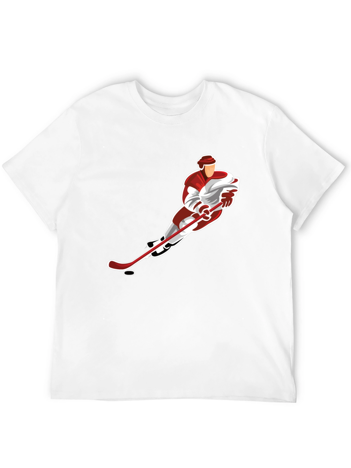 Hockey Player Graphic Tee - Black Cotton Blend