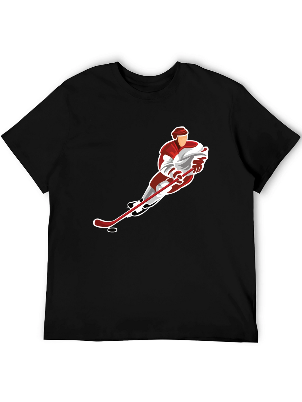 Hockey Player Graphic Tee - Black Cotton Blend