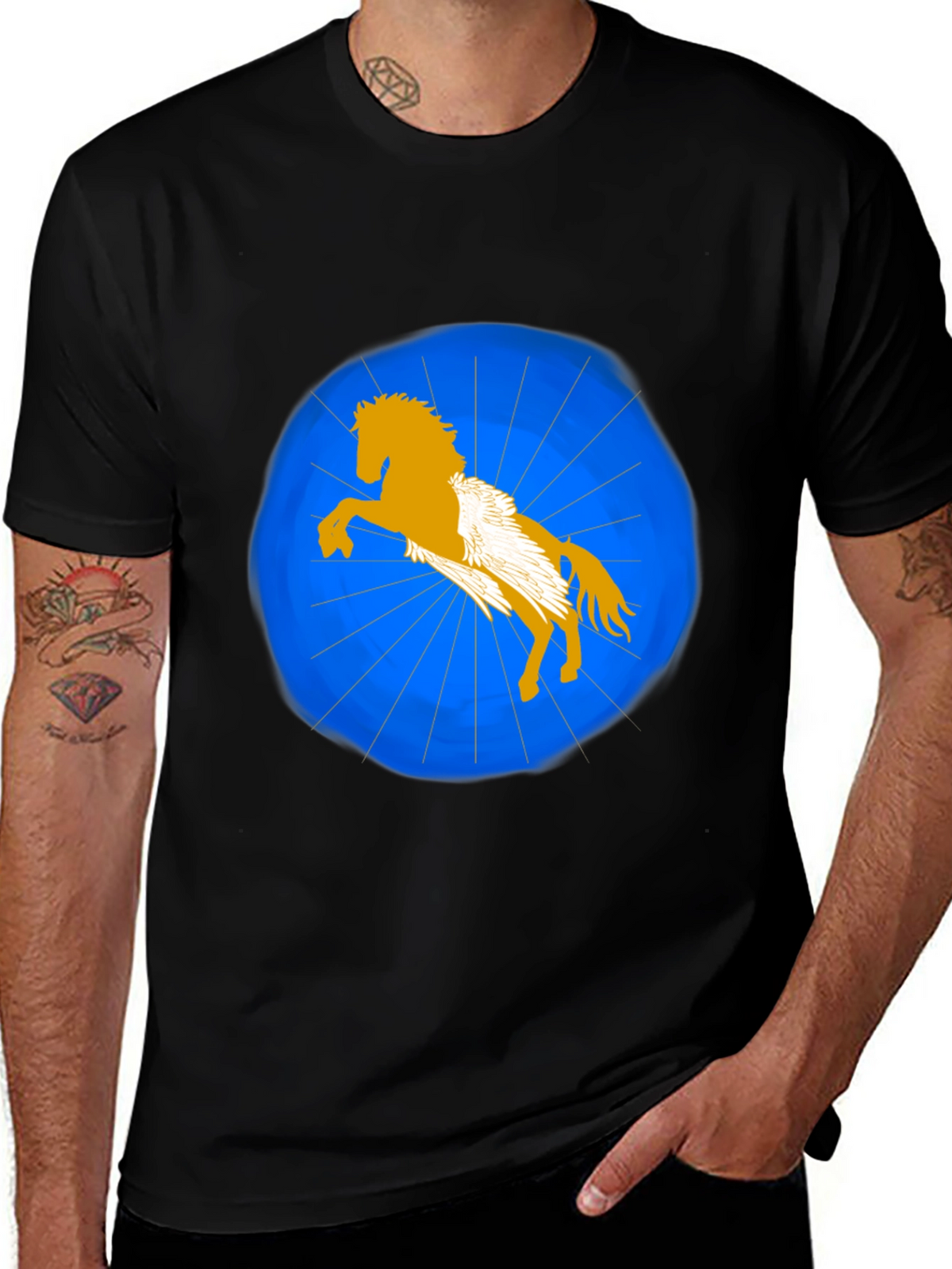 Pegasus Graphic T-Shirt - Black Stylish Design