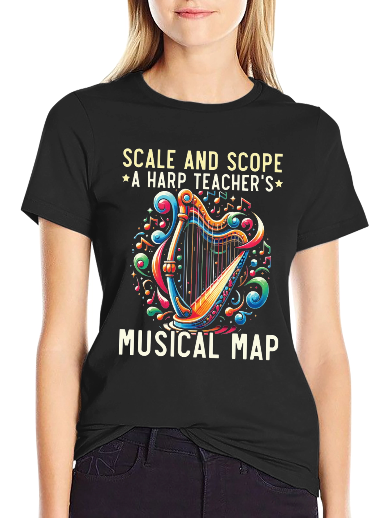 Harp Teachers Musical Map Graphic Tee