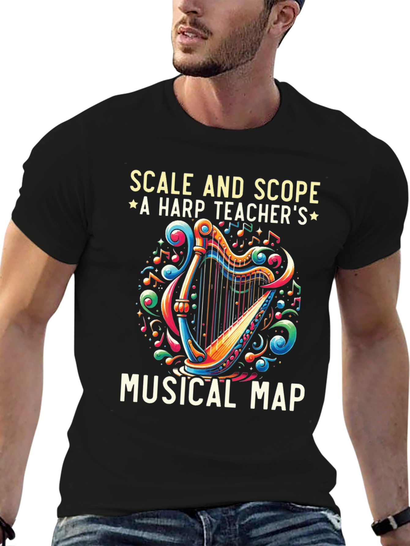 Harp Teachers Musical Map Graphic Tee