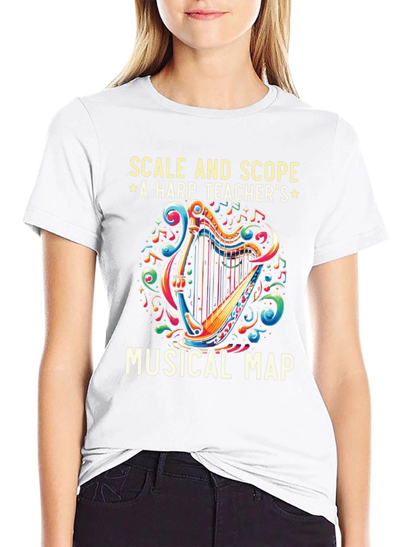 Harp Teachers Musical Map Graphic Tee