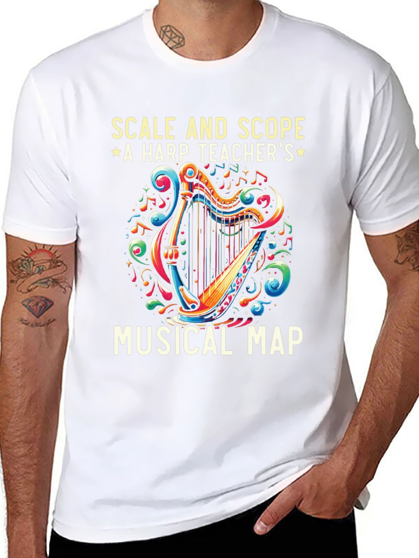 Harp Teachers Musical Map Graphic Tee