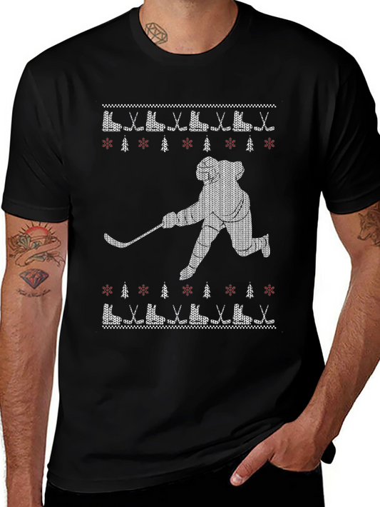 Festive Hockey Player Graphic Tee