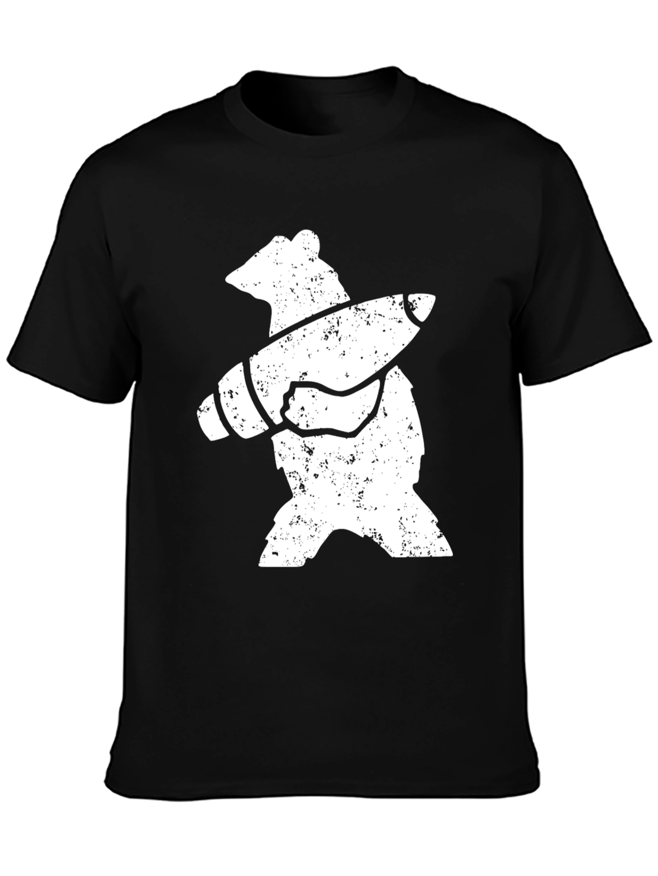 Bear with Rocket T-Shirt - Black Cotton Graphic Tee