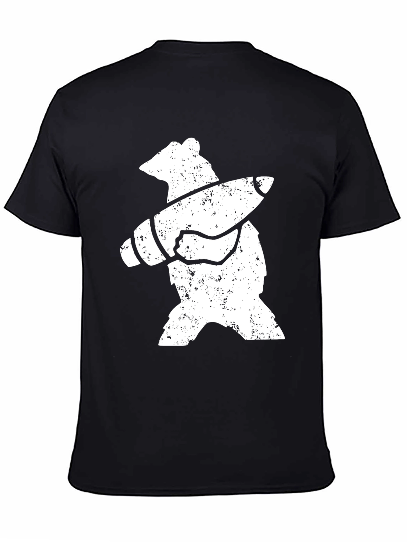 Bear with Rocket T-Shirt - Black Cotton Graphic Tee