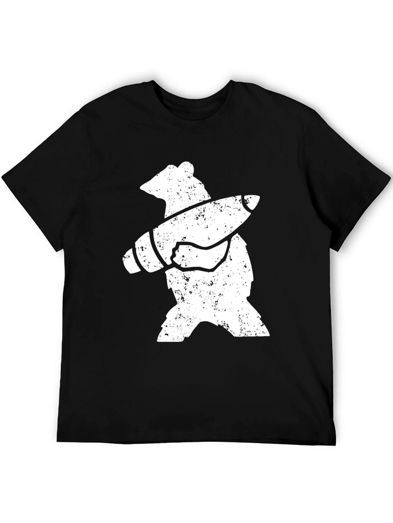 Bear with Rocket T-Shirt - Black Cotton Graphic Tee