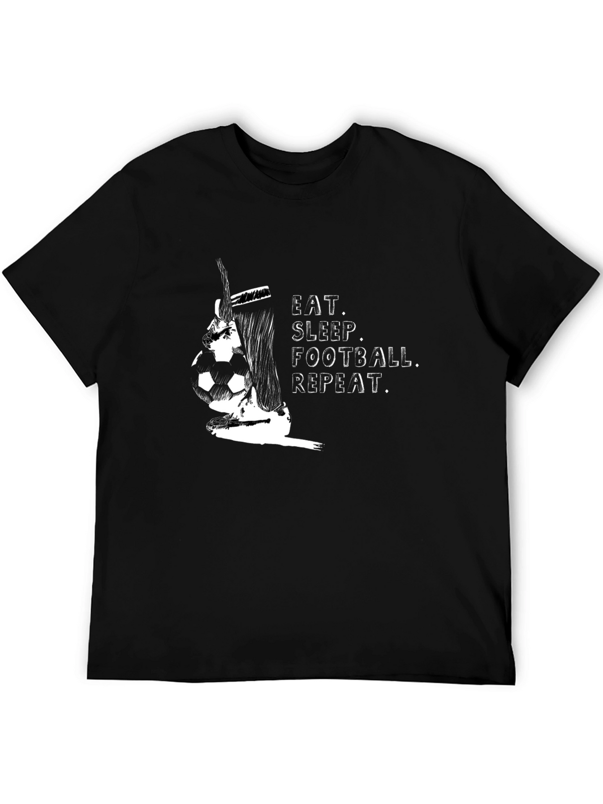 Eat Sleep Football Repeat Black T-Shirt