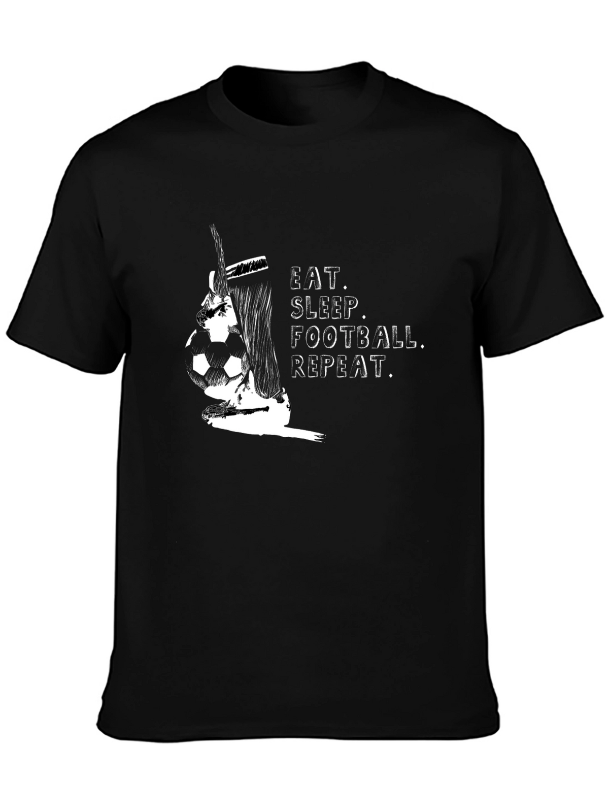 Eat Sleep Football Repeat Black T-Shirt