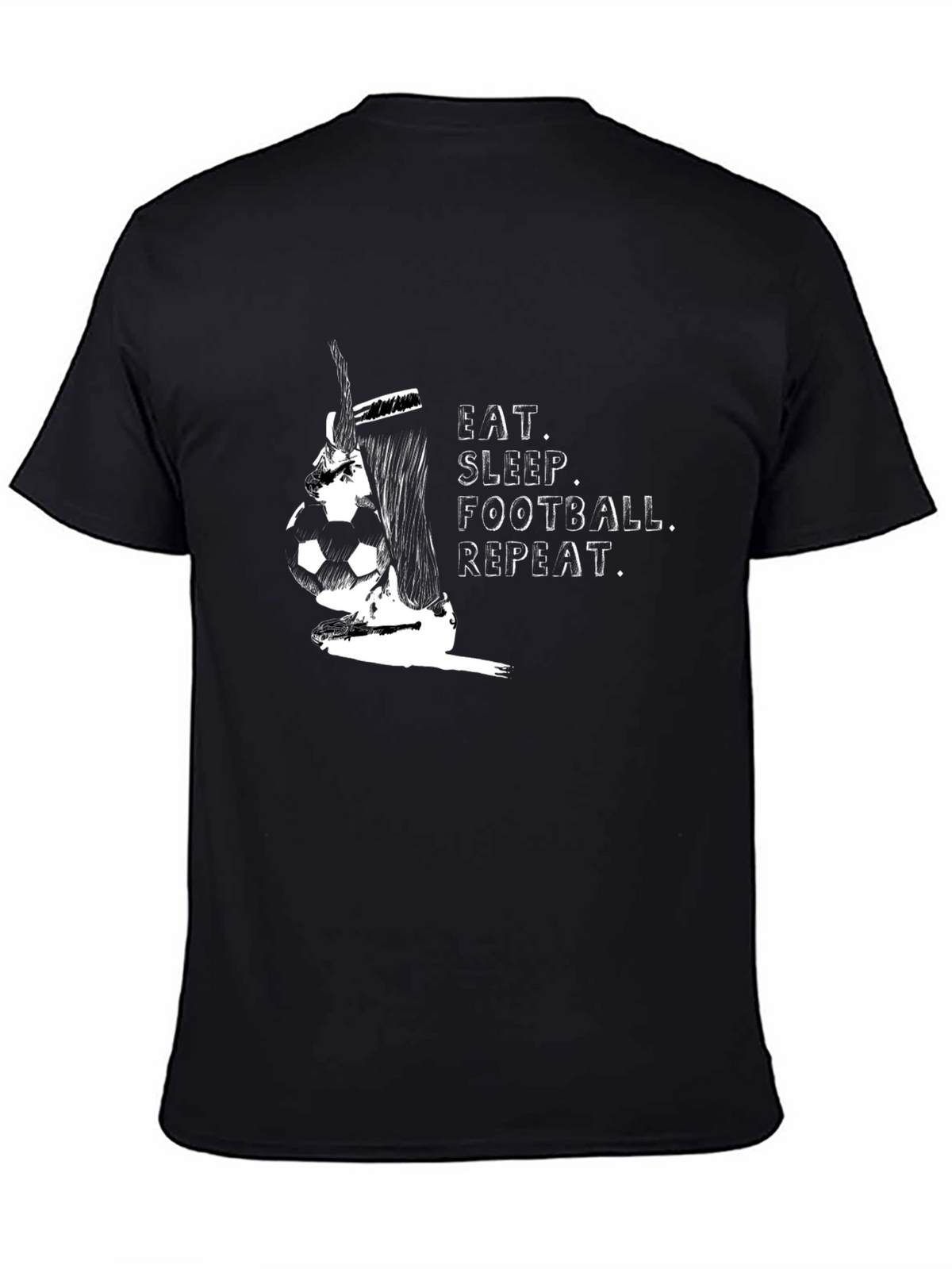 Eat Sleep Football Repeat Black T-Shirt