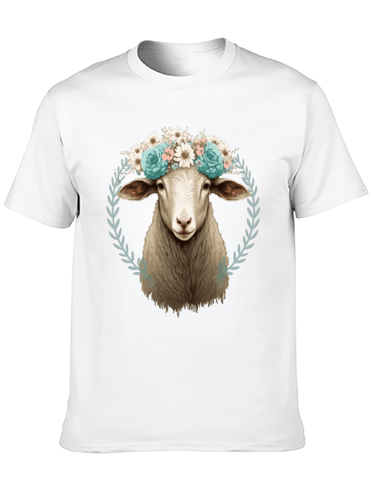 Floral Sheep T-Shirt: Farm Animal Fashion