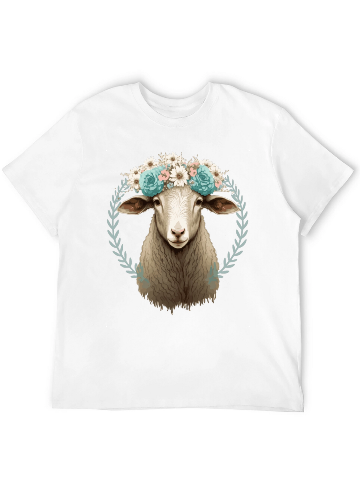 Floral Sheep T-Shirt: Farm Animal Fashion