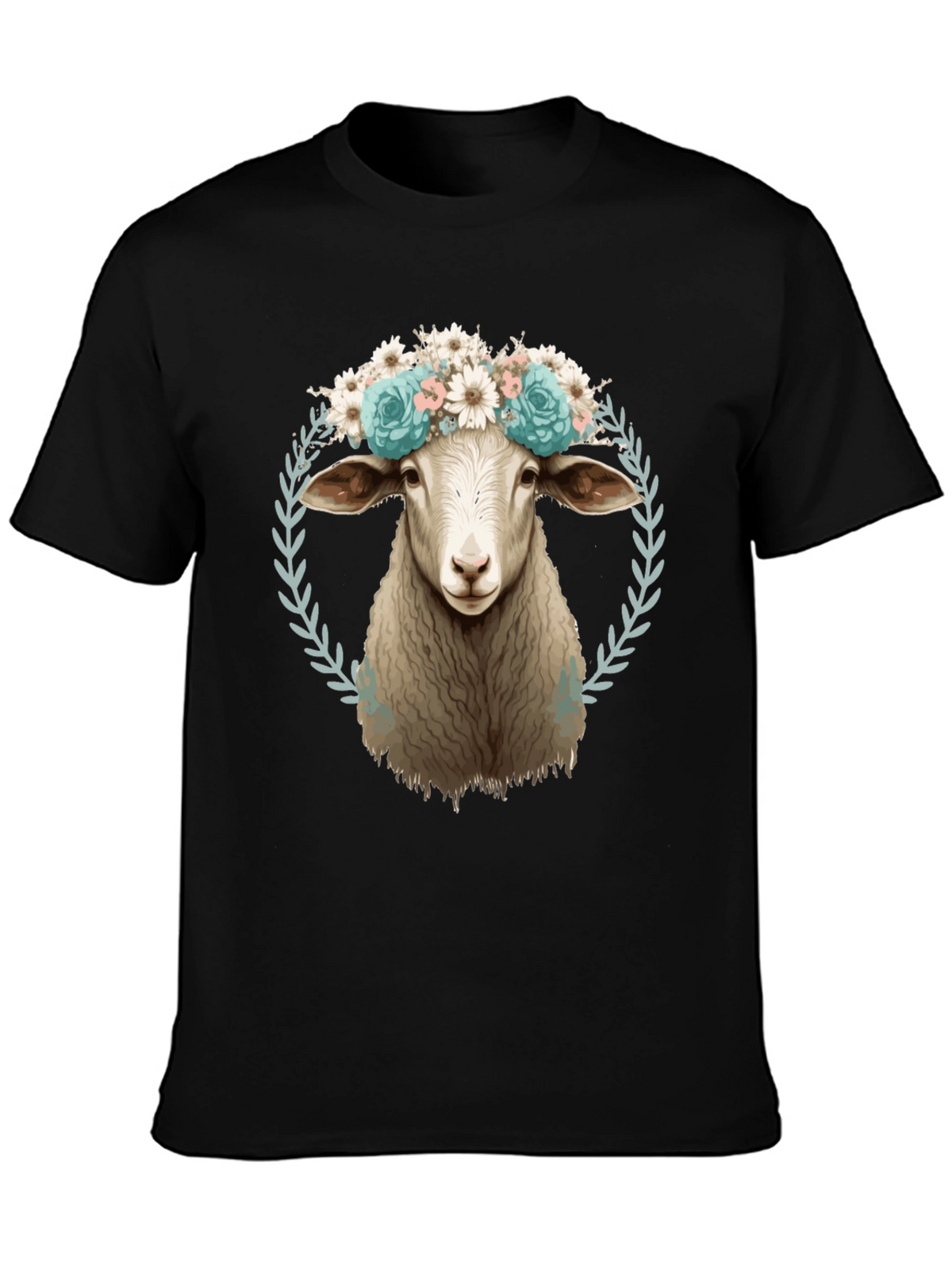 Floral Sheep T-Shirt: Farm Animal Fashion