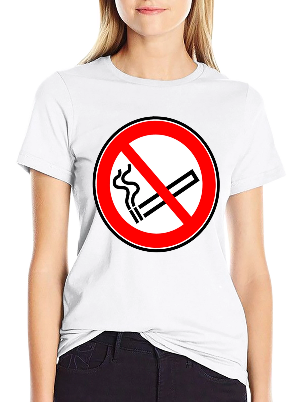 No Smoking Symbol T-Shirt - Black