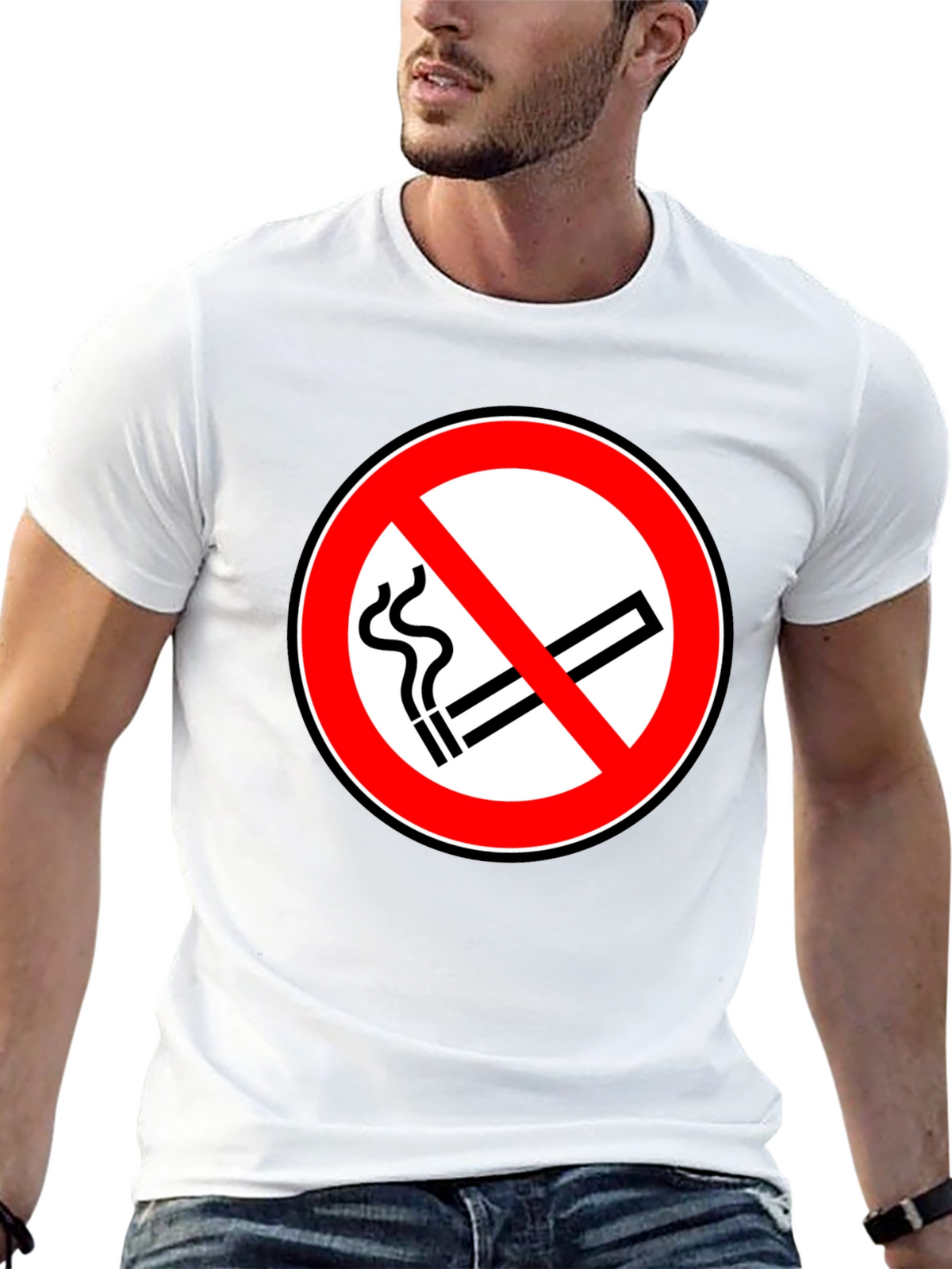 No Smoking Symbol T-Shirt - Black