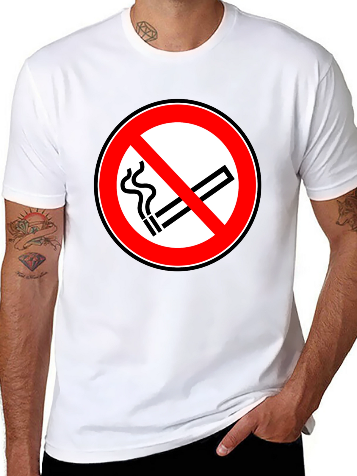 No Smoking Symbol T-Shirt - Black