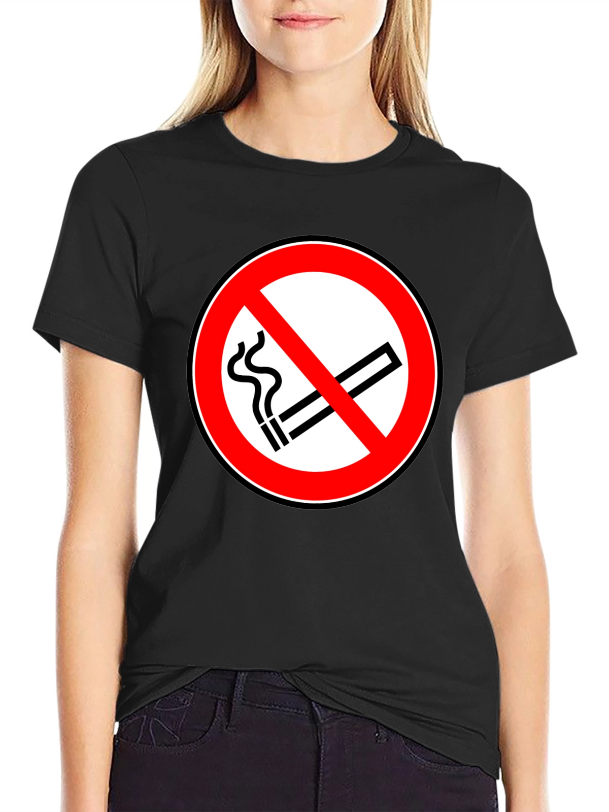No Smoking Symbol T-Shirt - Black