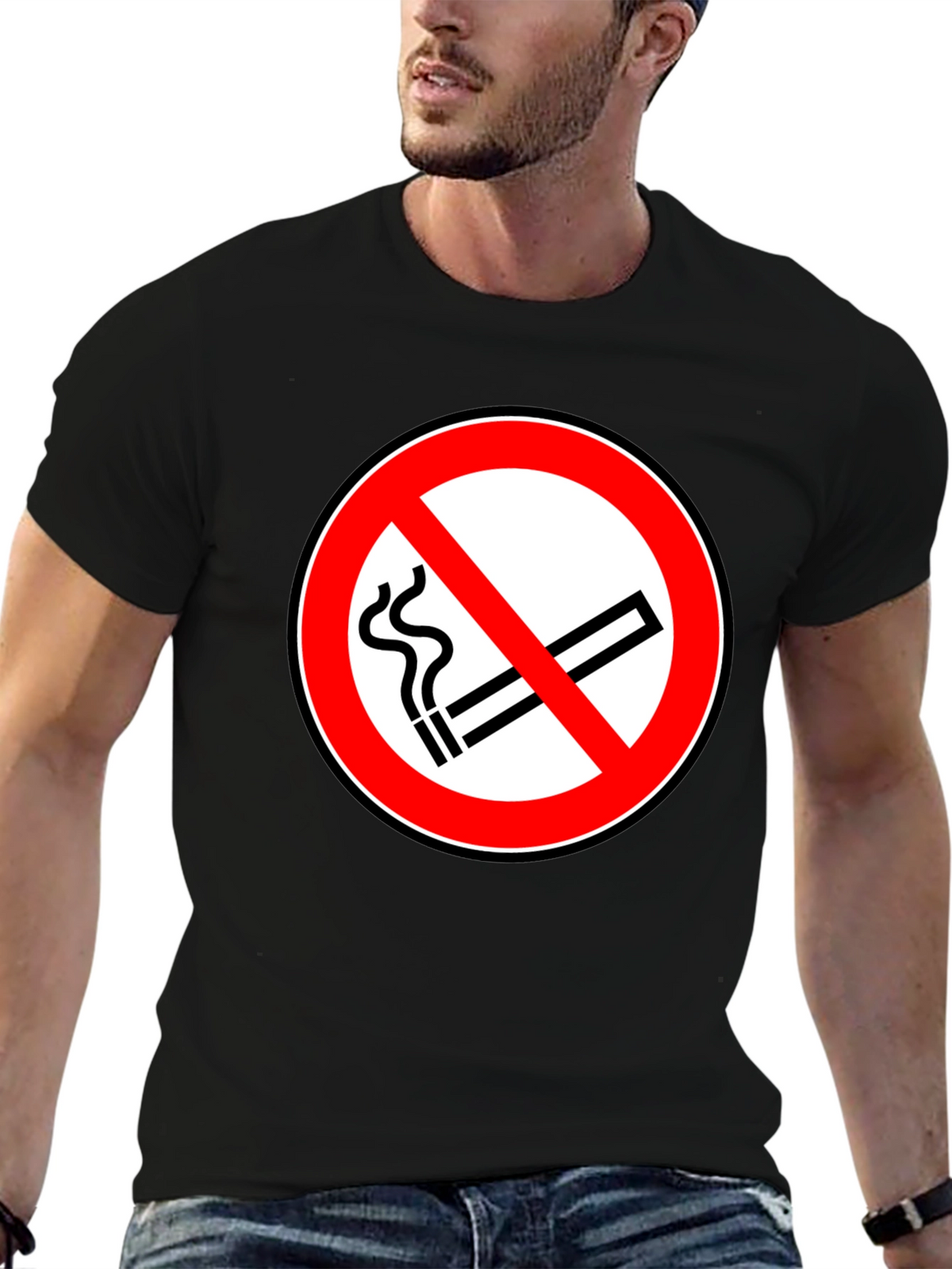 No Smoking Symbol T-Shirt - Black