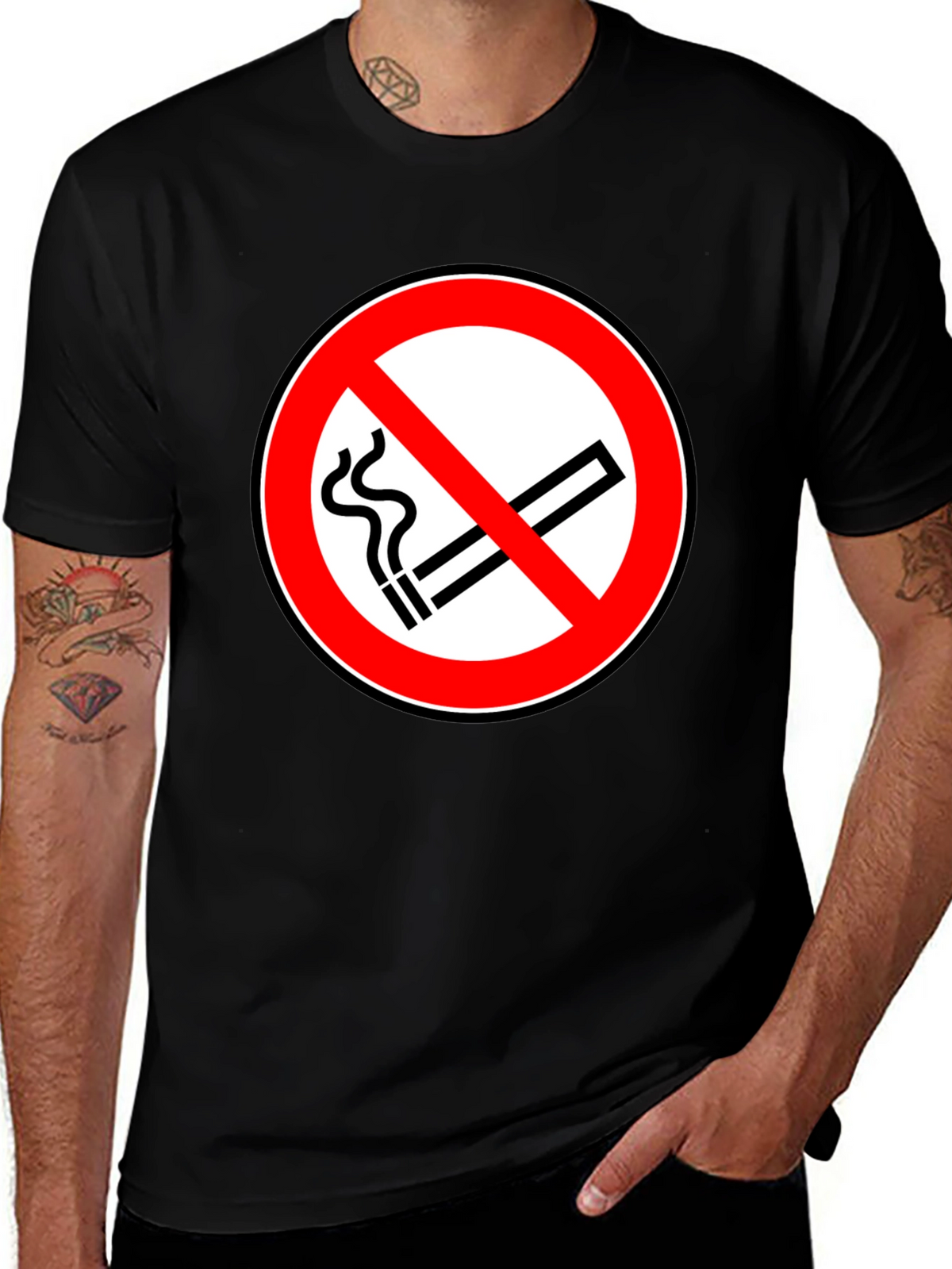 No Smoking Symbol T-Shirt - Black