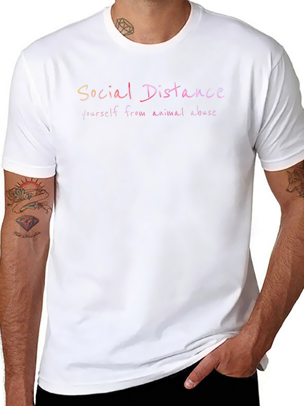 Social Distance Animal Abuse Awareness T-Shirt