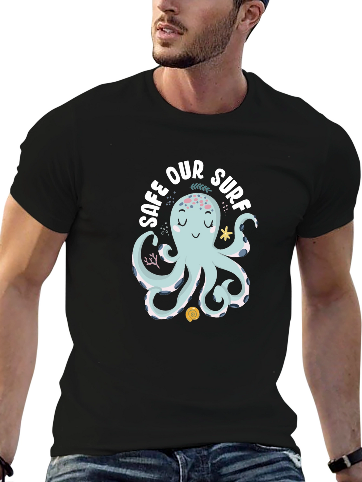 Safe Our Surf Octopus Graphic Tee - Black
