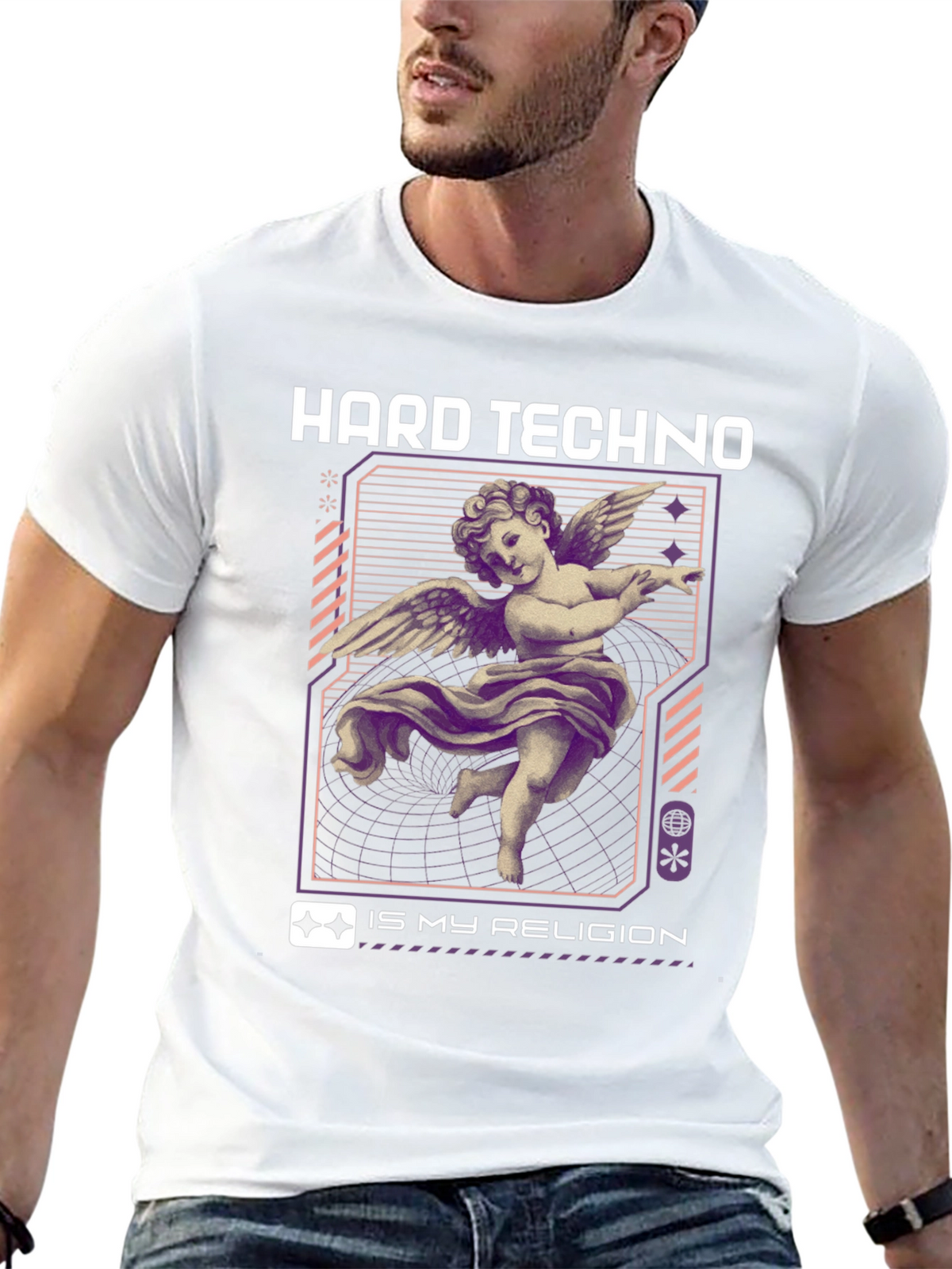 Hard Techno Angel T-Shirt - Unique Graphic Tee