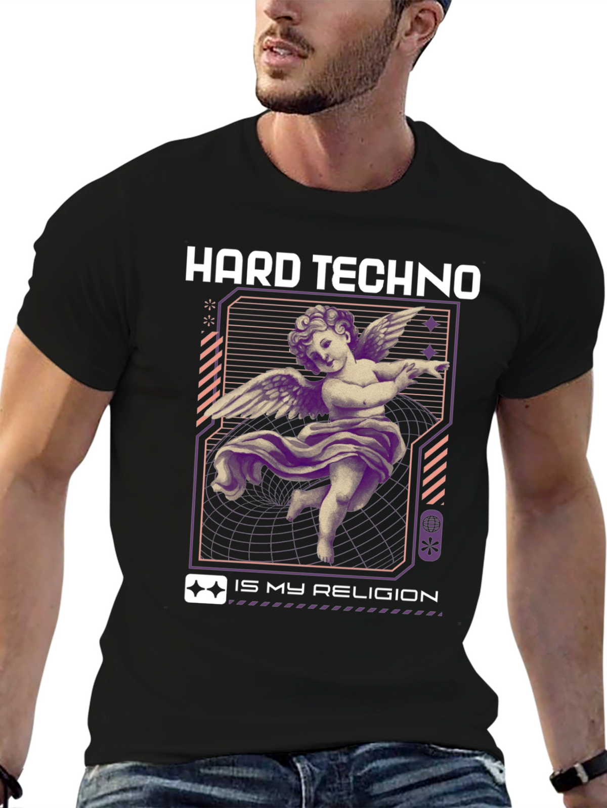 Hard Techno Angel T-Shirt - Unique Graphic Tee