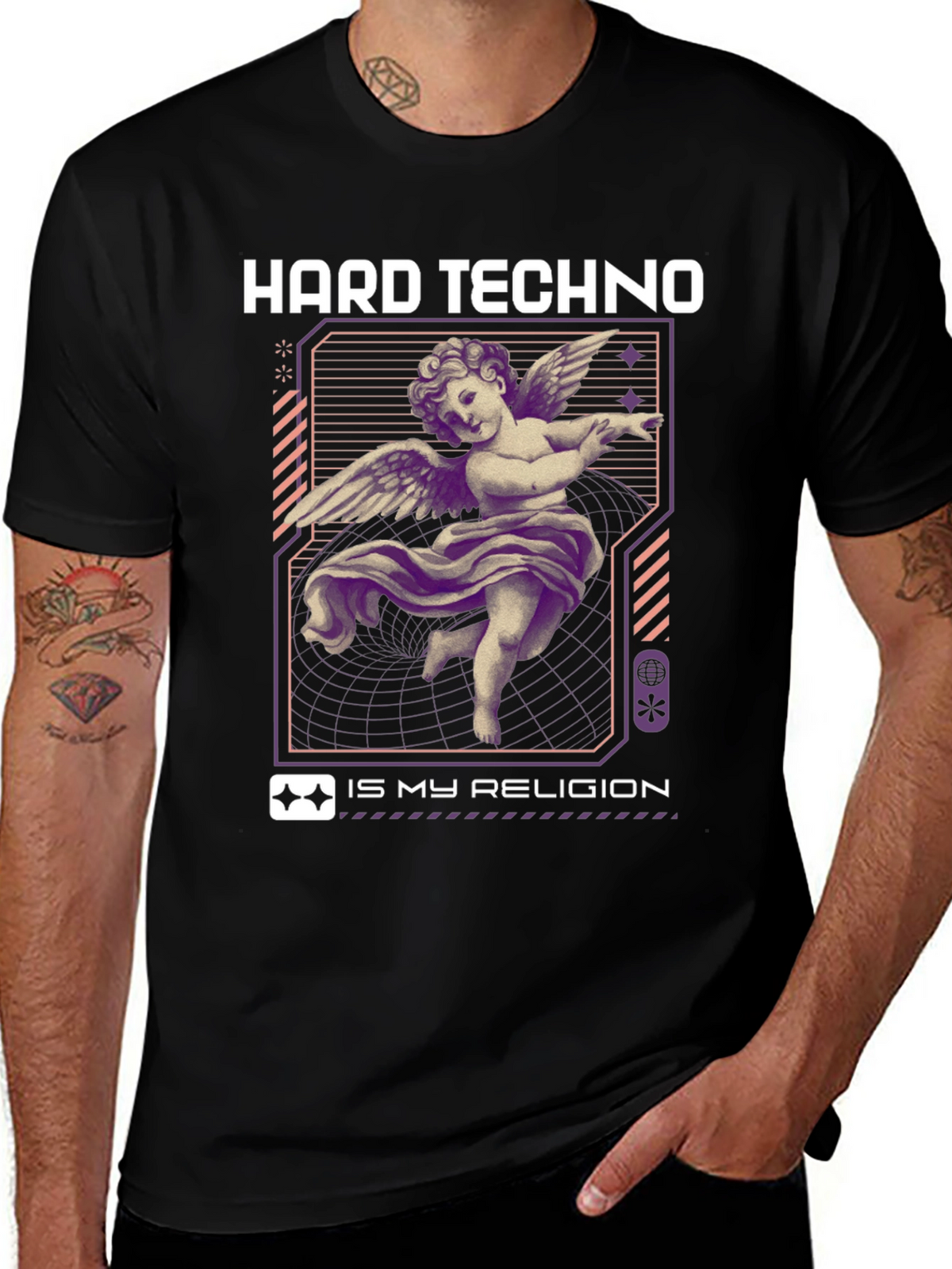 Hard Techno Angel T-Shirt - Unique Graphic Tee