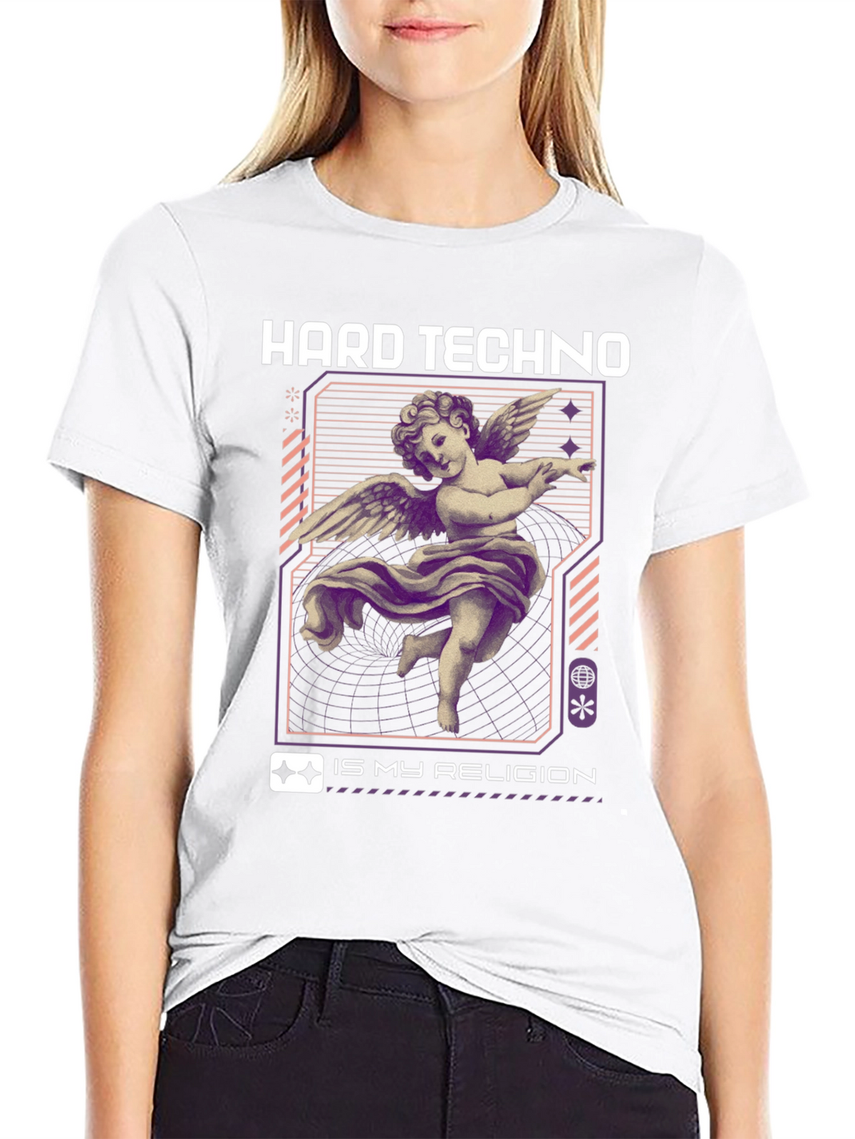 Hard Techno Angel T-Shirt - Unique Graphic Tee
