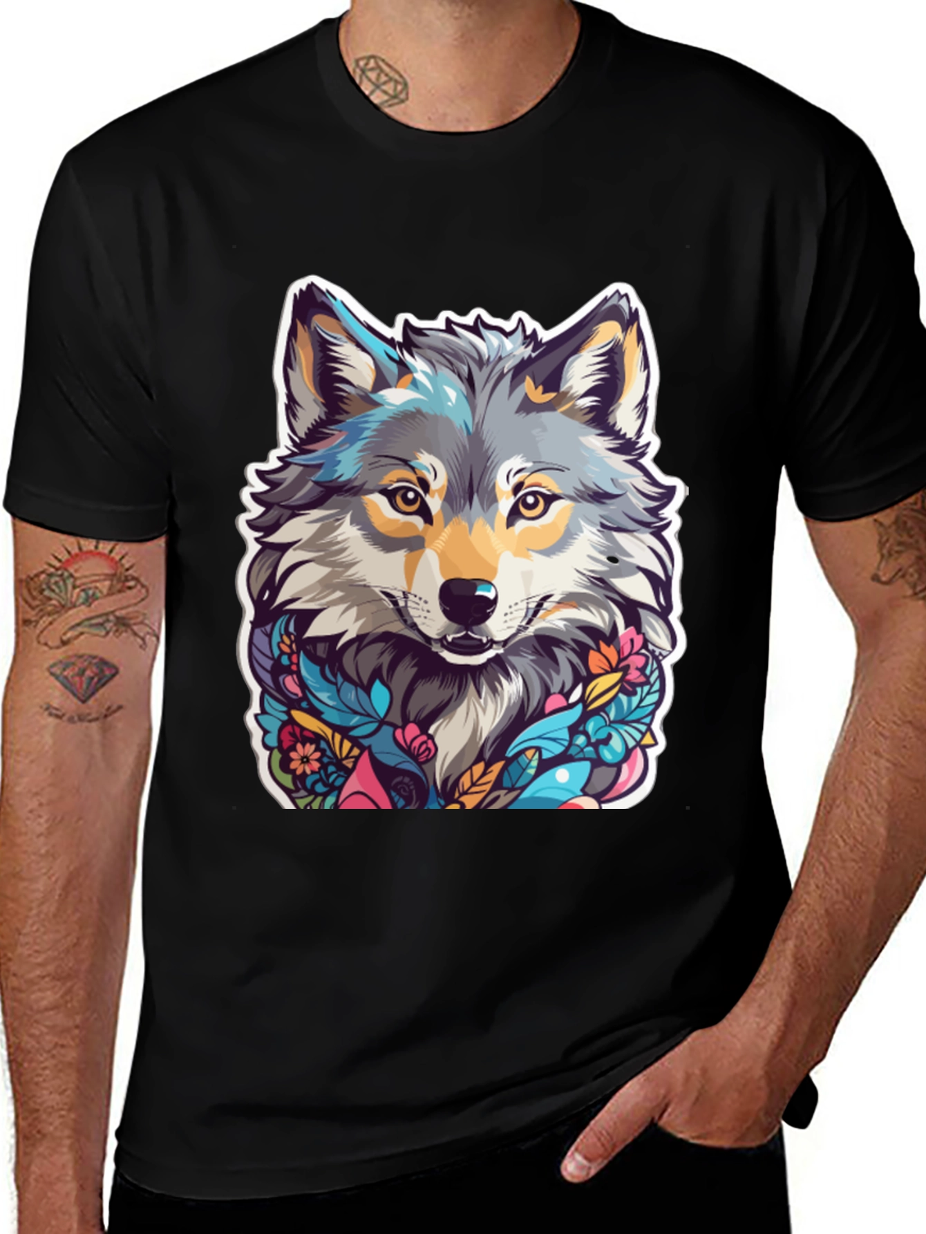 Wolf Art Black T-Shirt