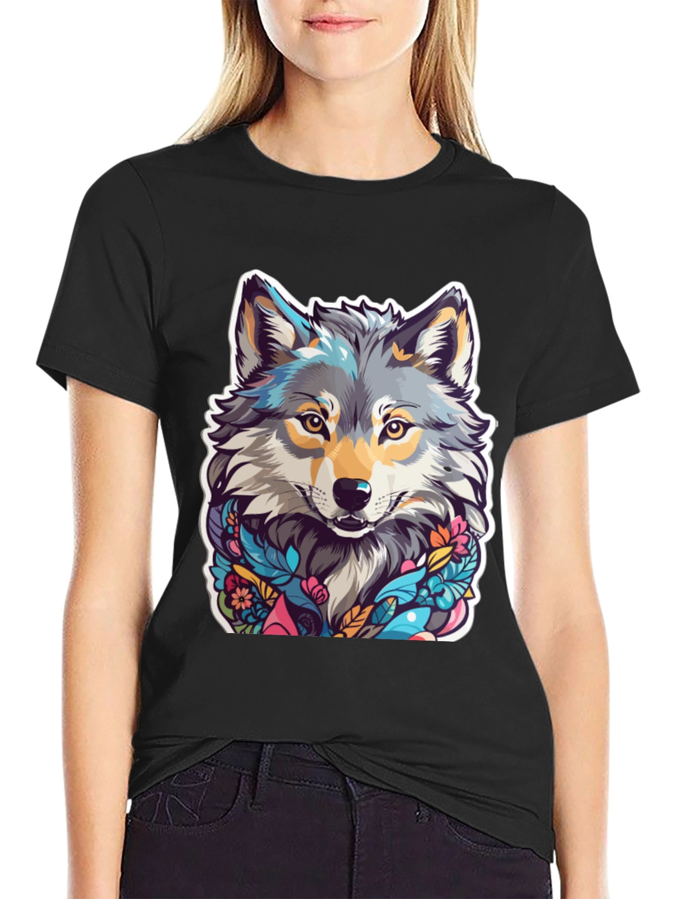 Wolf Art Black T-Shirt