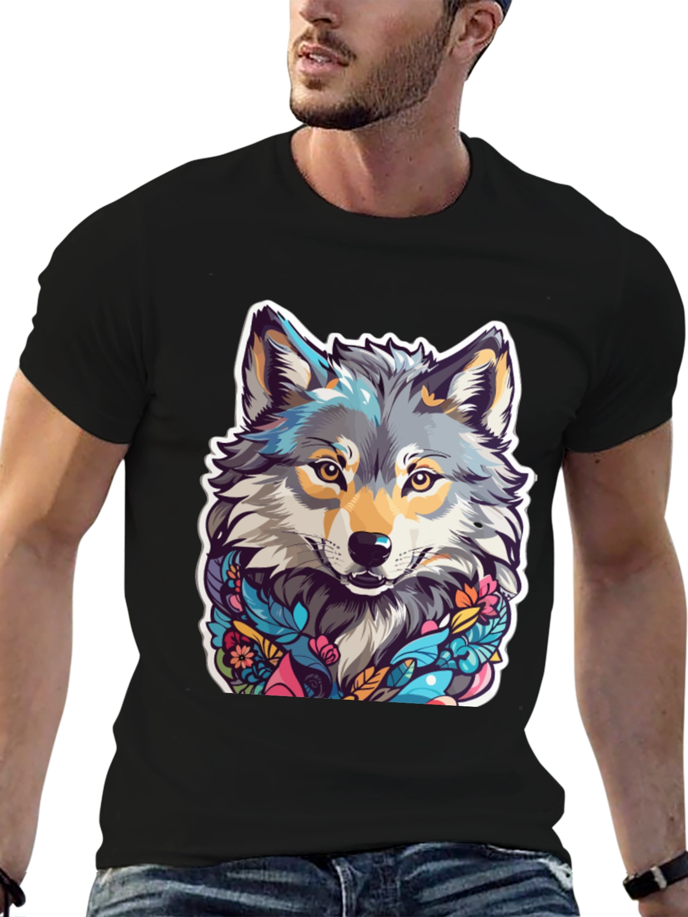 Wolf Art Black T-Shirt