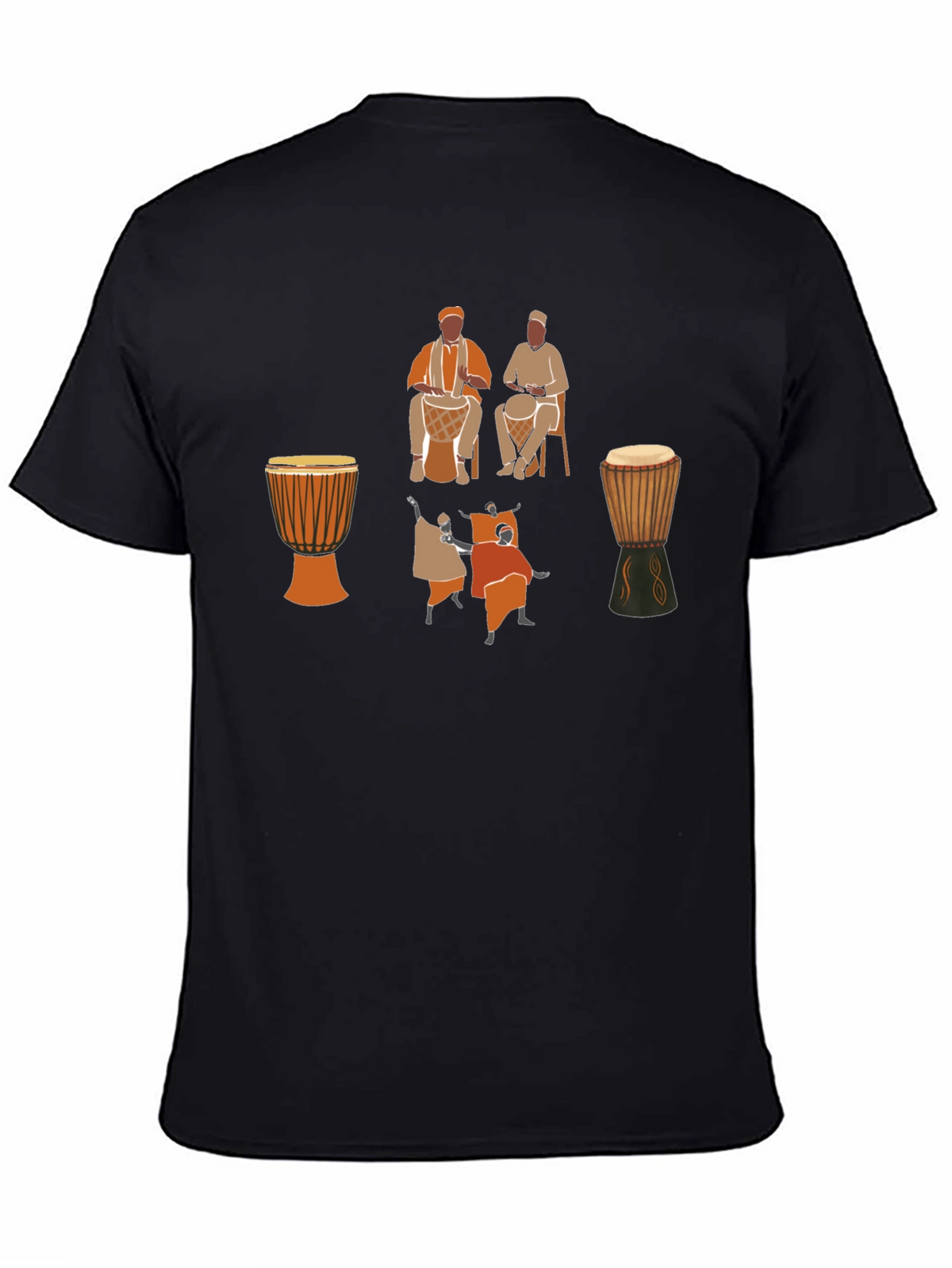 Djembe Drumming Graphic Tee - Black