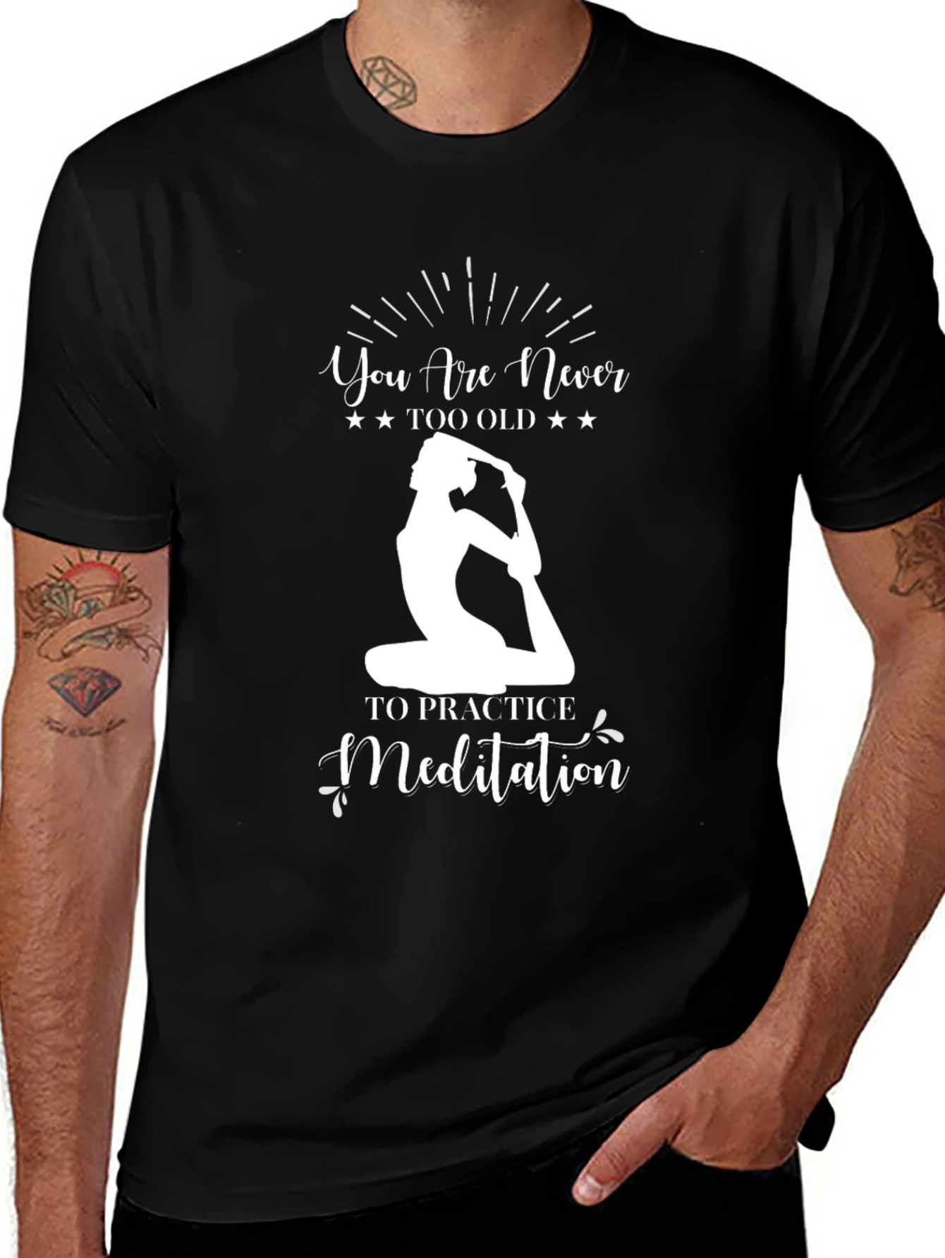 Yoga Meditation Graphic Tee - Never Too Old