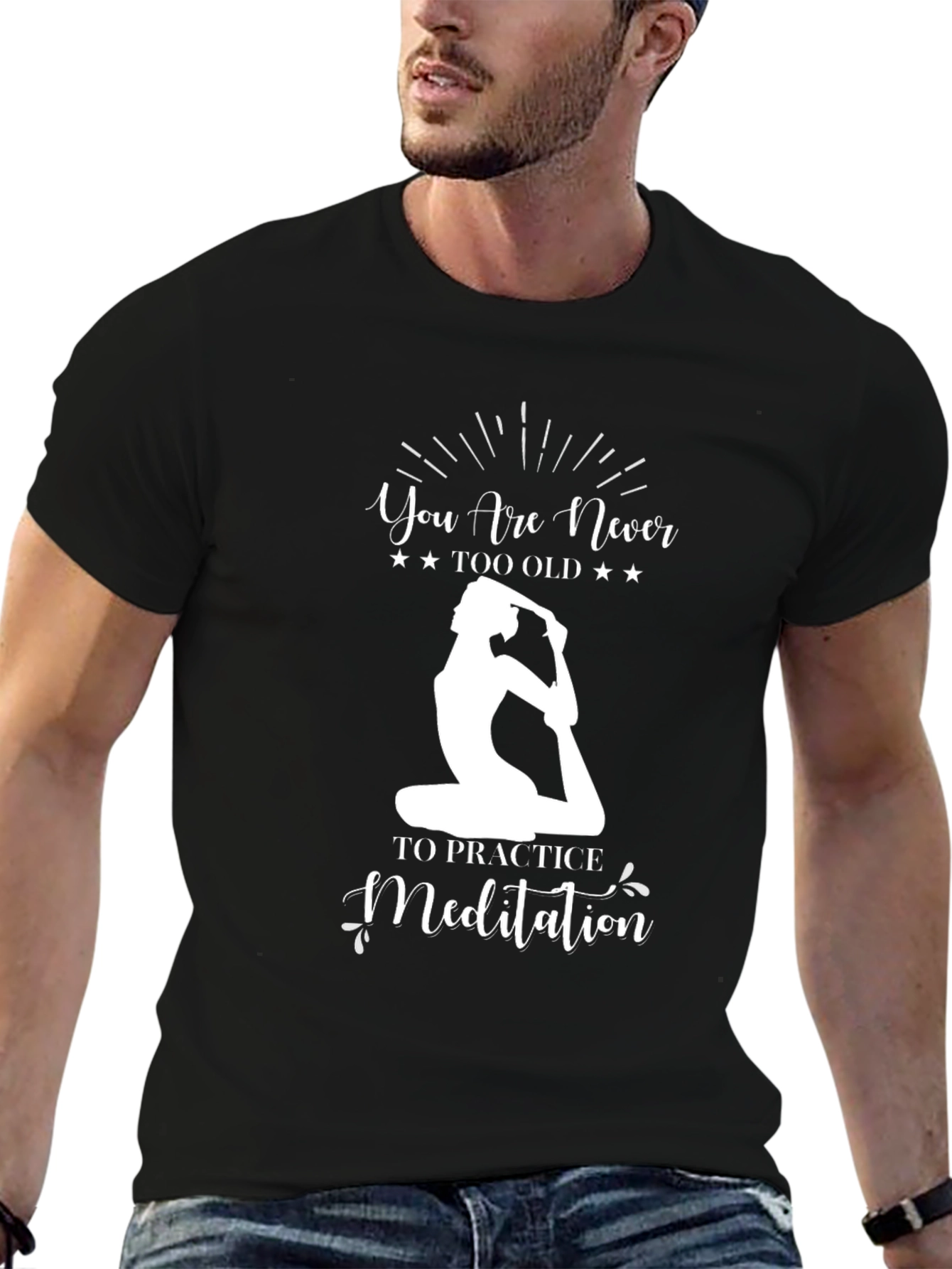 Yoga Meditation Graphic Tee - Never Too Old