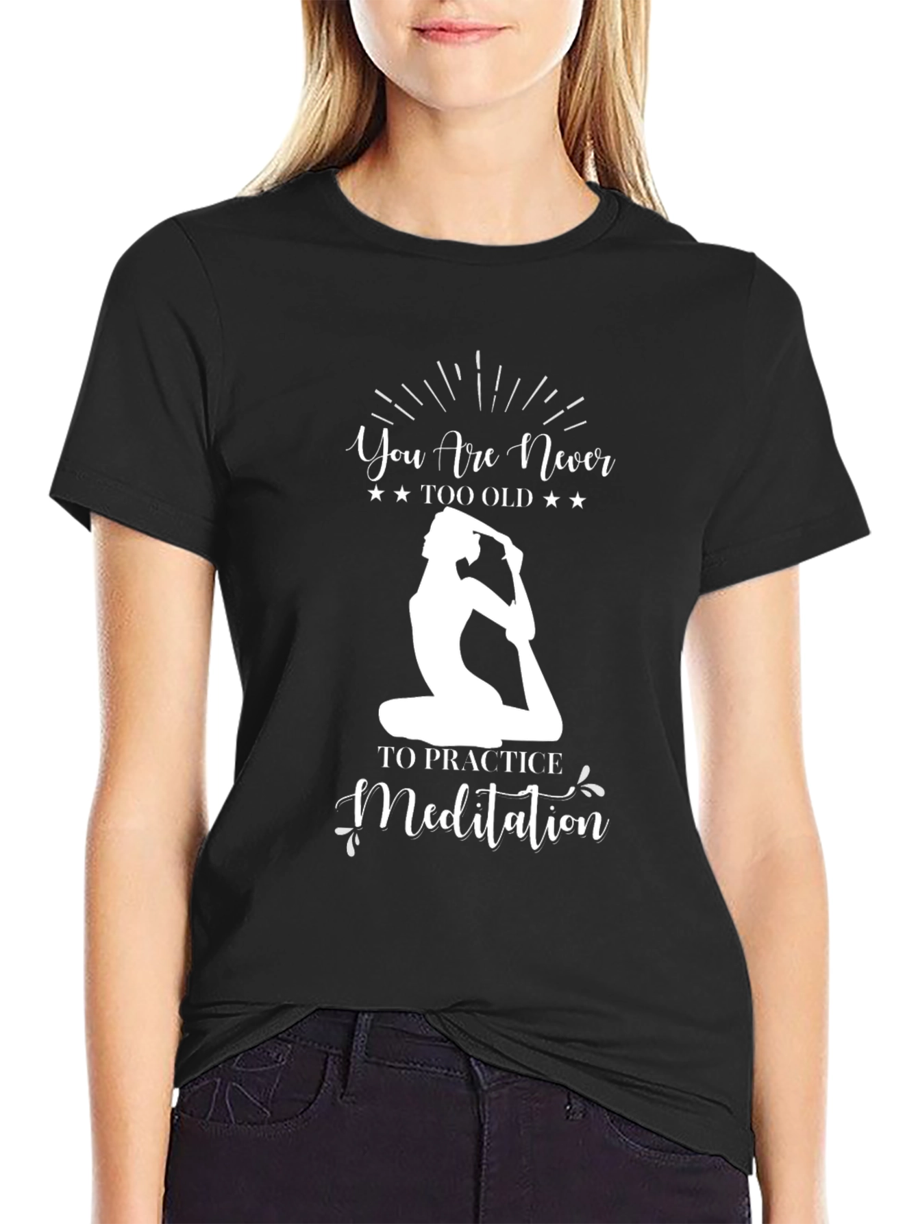 Yoga Meditation Graphic Tee - Never Too Old
