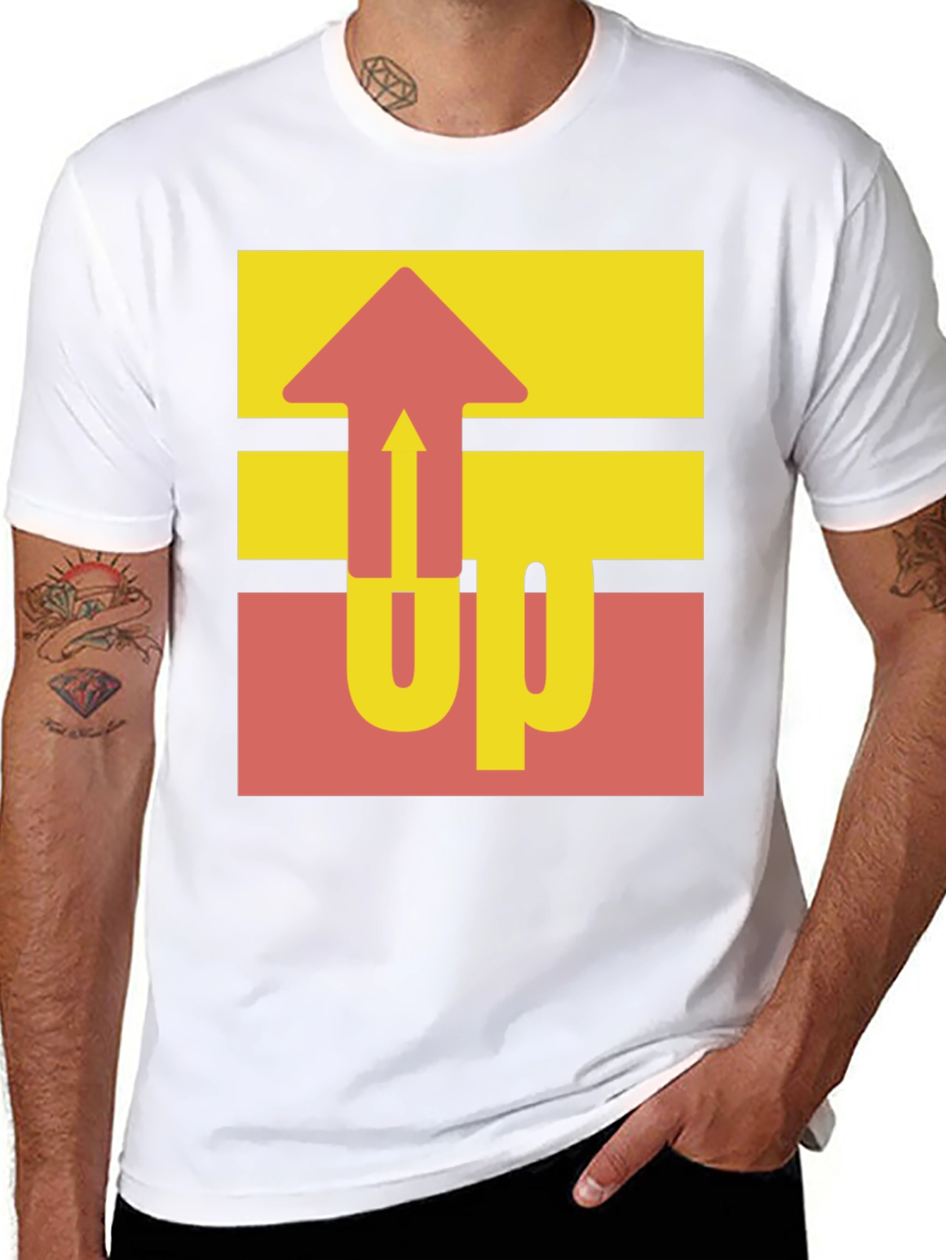 Retro UP Graphic Tee - Casual Black Cotton Shirt