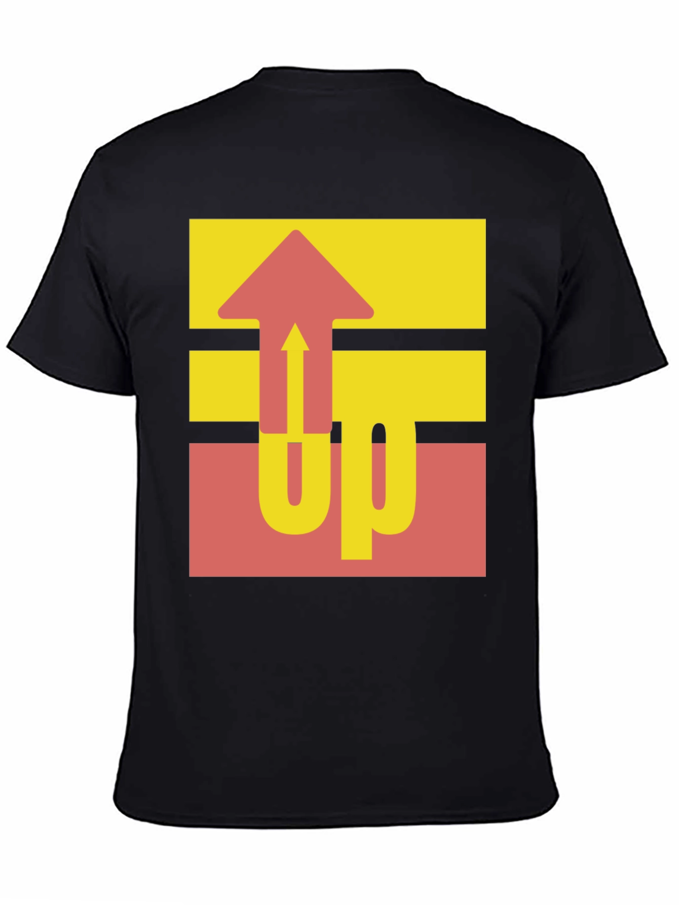 Retro UP Graphic Tee - Casual Black Cotton Shirt