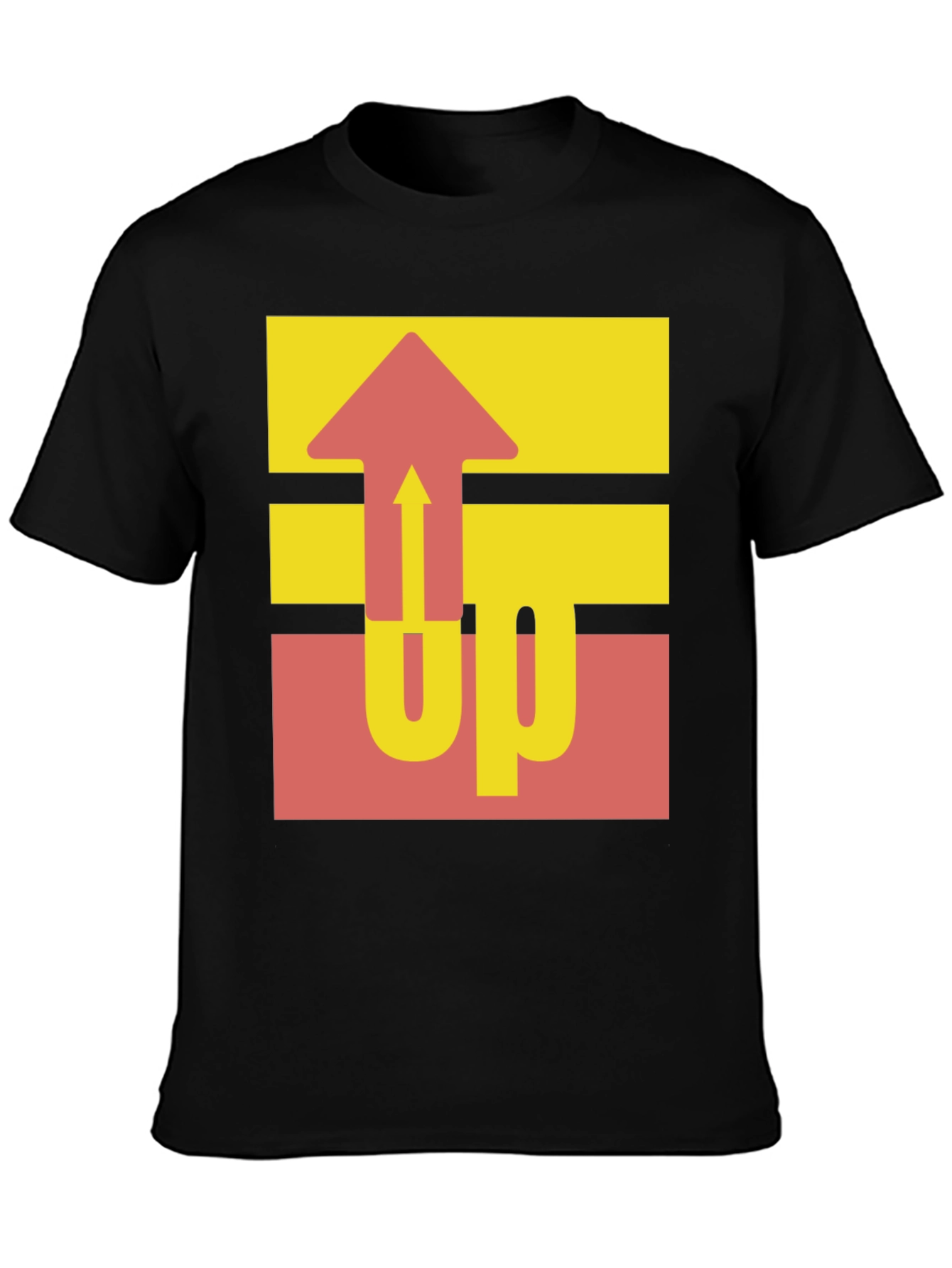Retro UP Graphic Tee - Casual Black Cotton Shirt